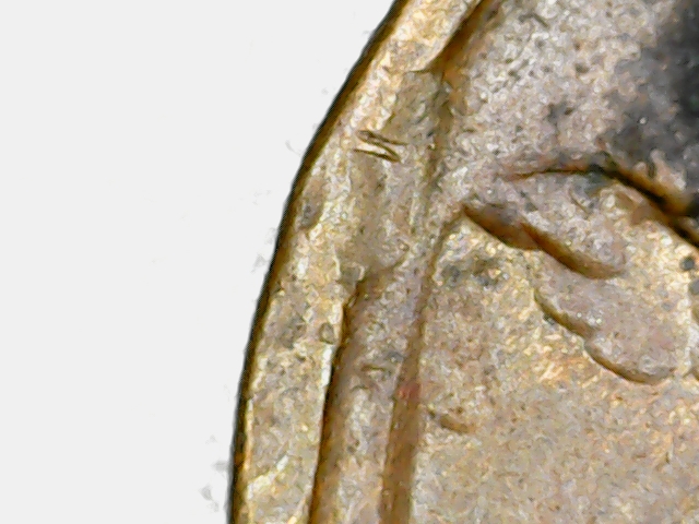 1909-Lincoln-Penny-With-Twisted-Rim,-Gas-Bubbles,-Multiple-Wheat-Stems