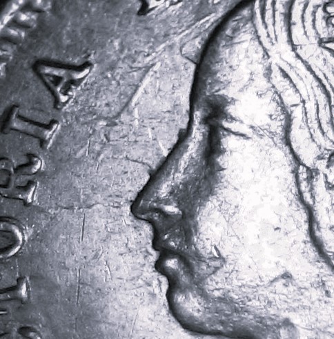 1891-5-Cent-Piece---Die-Broke,-Devastating-Damage