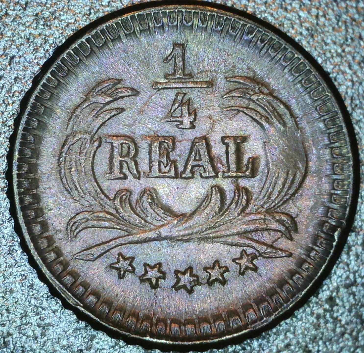 1889-Guatemalan-1/4-Real-With-Advanced-Die-Deterioration.