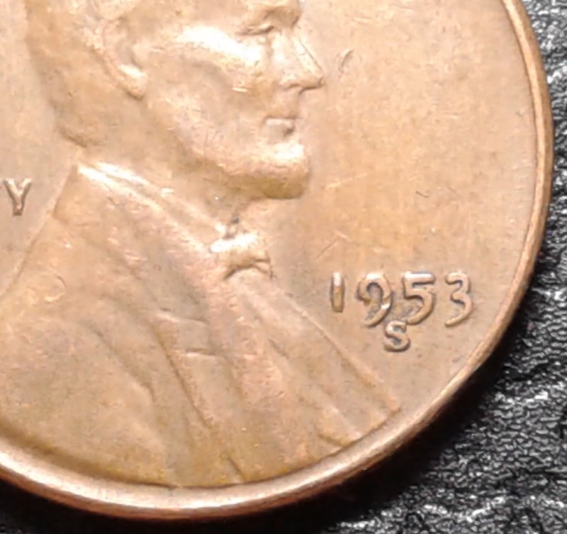 1951-D--Lincoln-Wheat-Penny;-Obverse-Mint-Mark-Misplacement