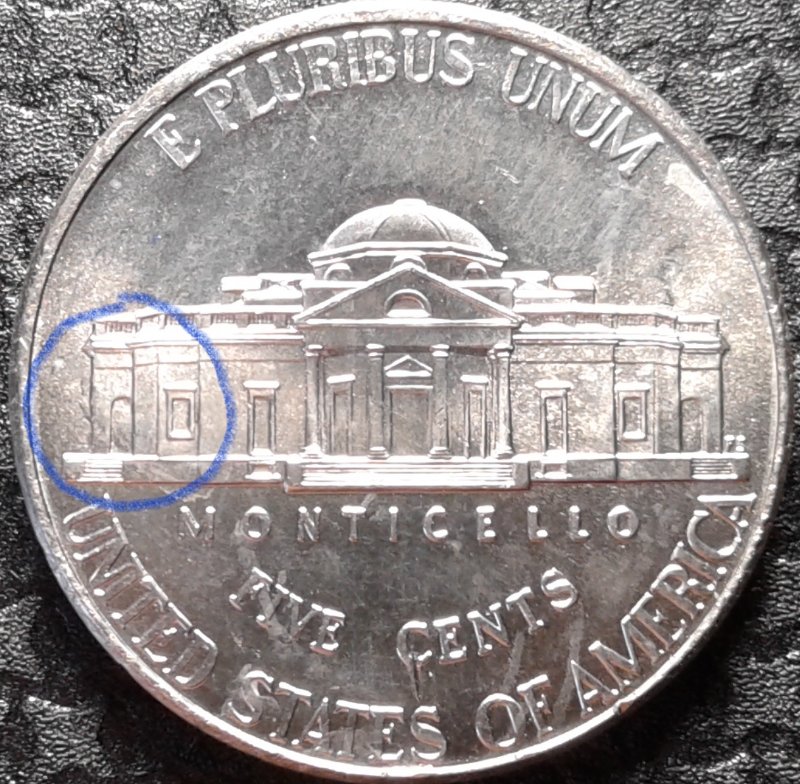 2017-P-Jefferson-Nickel;-Two-Different-Coins-Showing-Same-Flaw