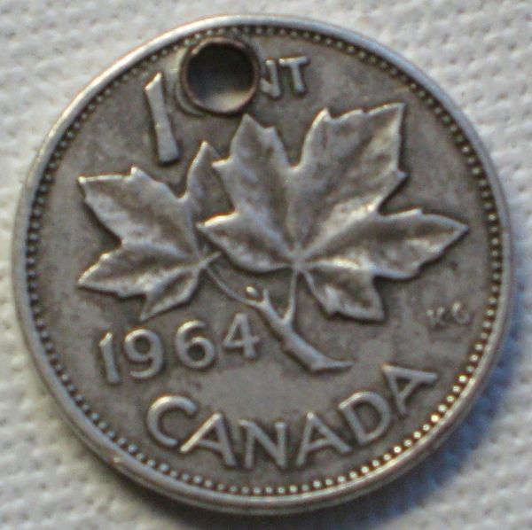 1964-Canadian-Penny-Non-Copper-/-Magnetic-Vending-Test-Coin?