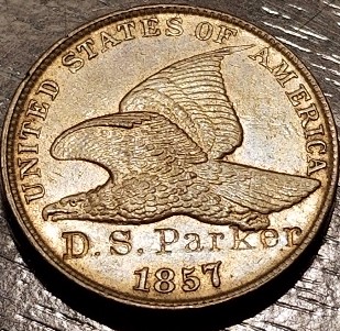 1857-Flying-Eagle-1c-W/-D.s.-Parker-Counterstamp-Uncirculated!