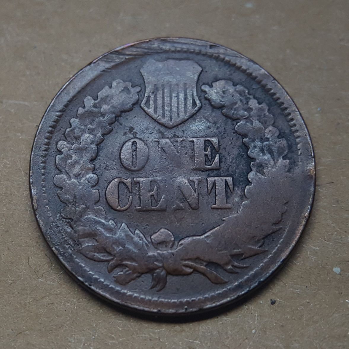 1866-Indian-Head----Die-Break-,-Cud-Or-Damage?