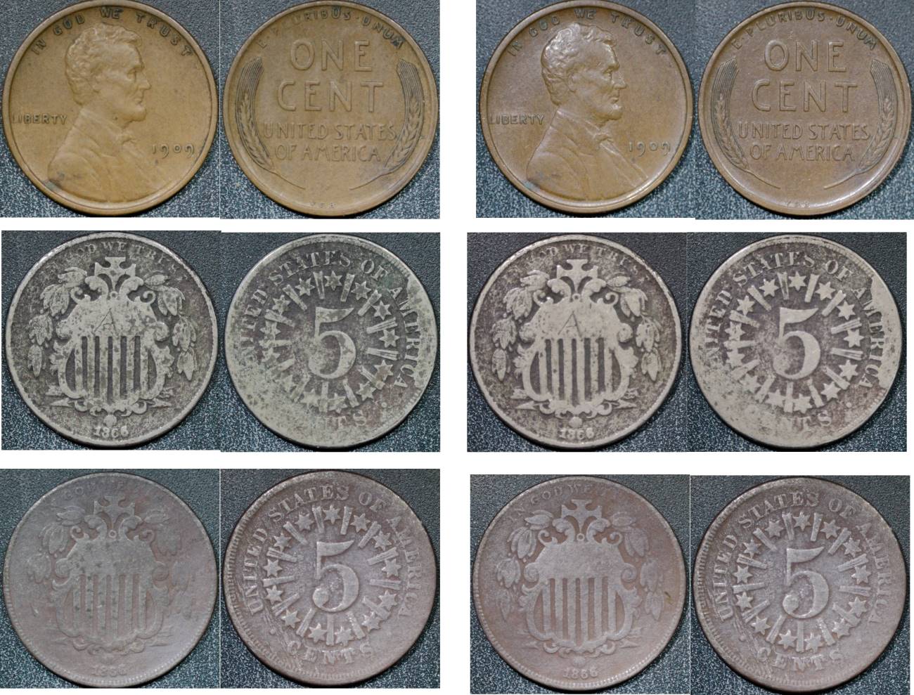 Trio-Of-Coins-Before-And-After-Acetone-Soak