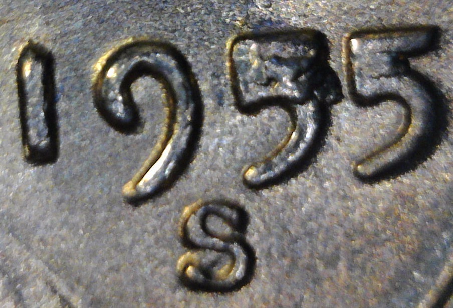 1955-S-BU-Wheat-Double-Die-Chip-5's,-Die-Crack-Vest-&-Die-Break-Right-Stalk