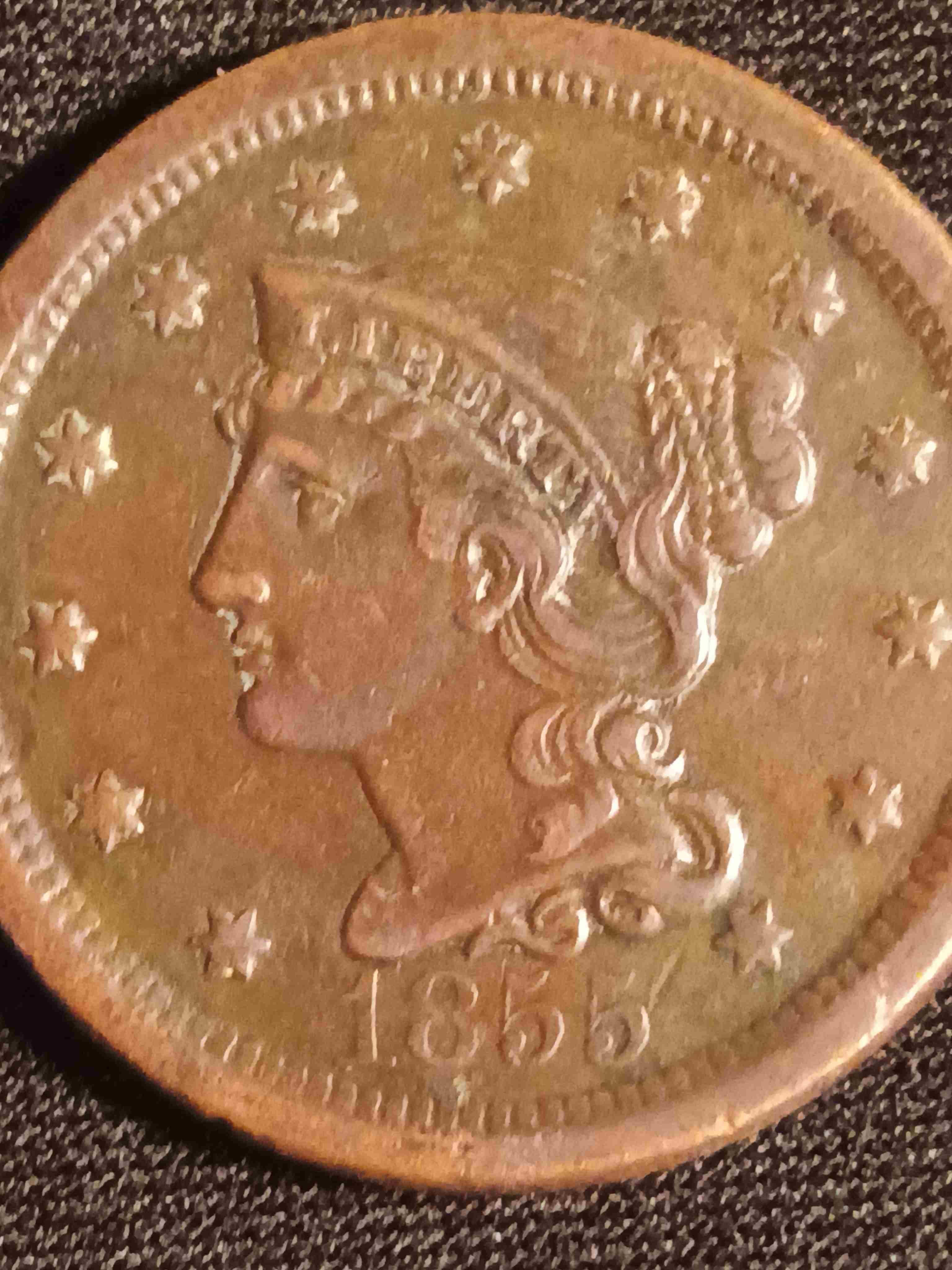 What's-This-Stuff-On-My-1855-Braided-Hair-Liberty-Large-Cent?