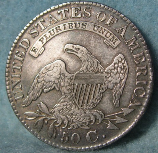 1828-Capped-Bust-Half-Dollar-With-Blue-Stains