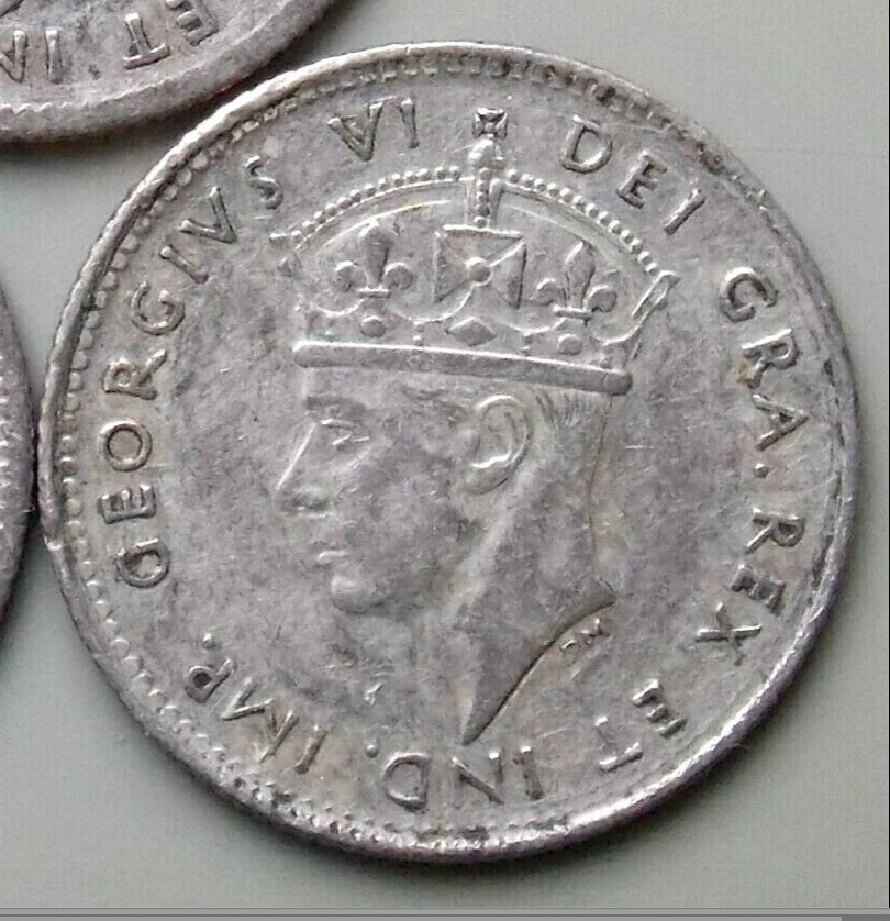 1945-Newfoundland-5c,-Narrow-Date