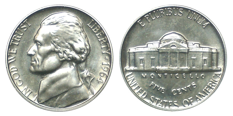 1964-P-Jefferson-Nickel-/-Satin-/-Fs?