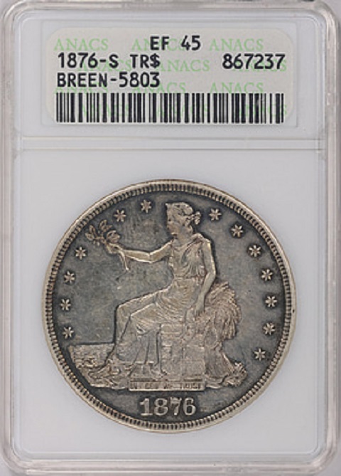 1876-S-Trade-Dollar-Old-ANACS-Holder-For-Grading