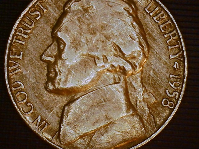 1958-Jefferson-Nickel,-Improper-Alloy-Mix