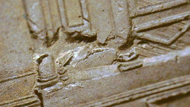 Heavy-Stuck-Thru-Object-/-2020-P-Jefferson-Nickel-/-Two-Places