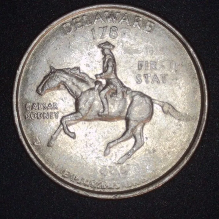 1999-P-Delaware-Quarter-/-Struck-Through-A-Lot-Of-Grease