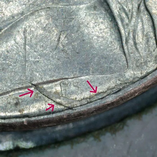 1997-D-Jefferson-Nickel-/-Unusual-Folded-Rim-Fin-Or-Something-Else?
