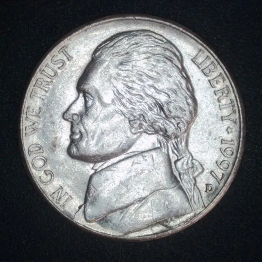 1997-D-Jefferson-Nickel-/-Unusual-Folded-Rim-Fin-Or-Something-Else?