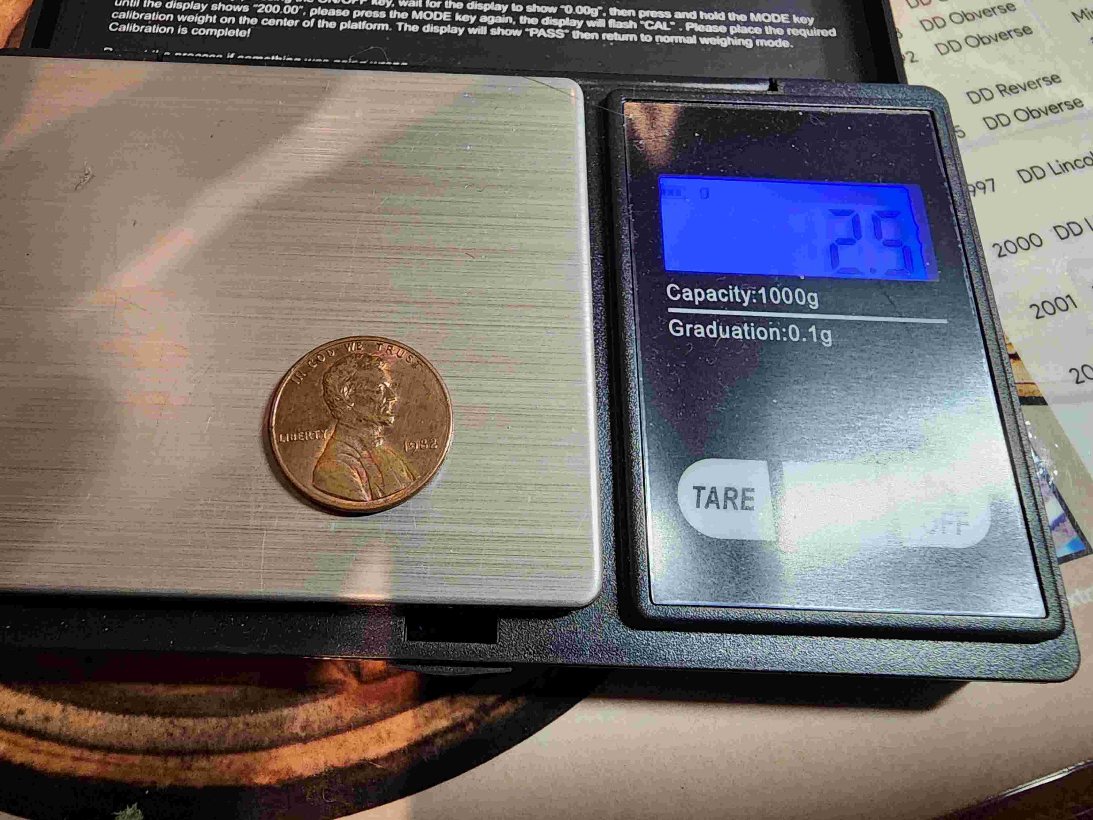 1982-No-Mint-Small-Date-2.5g-Zinc-Penny-With-Possible-Strike-Through