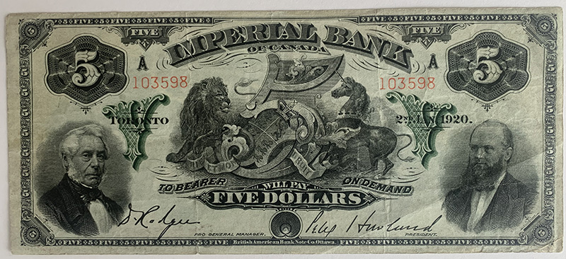 1920---$5-Imperial-Bank-Of-Canada---Grade-&-Value-Question