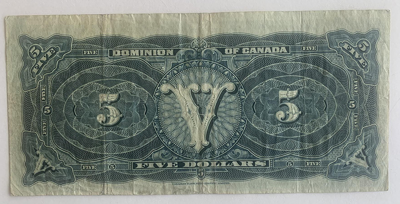 Confirm-Charlton-Numbering-Of-Note---1912-$5-Train-Note