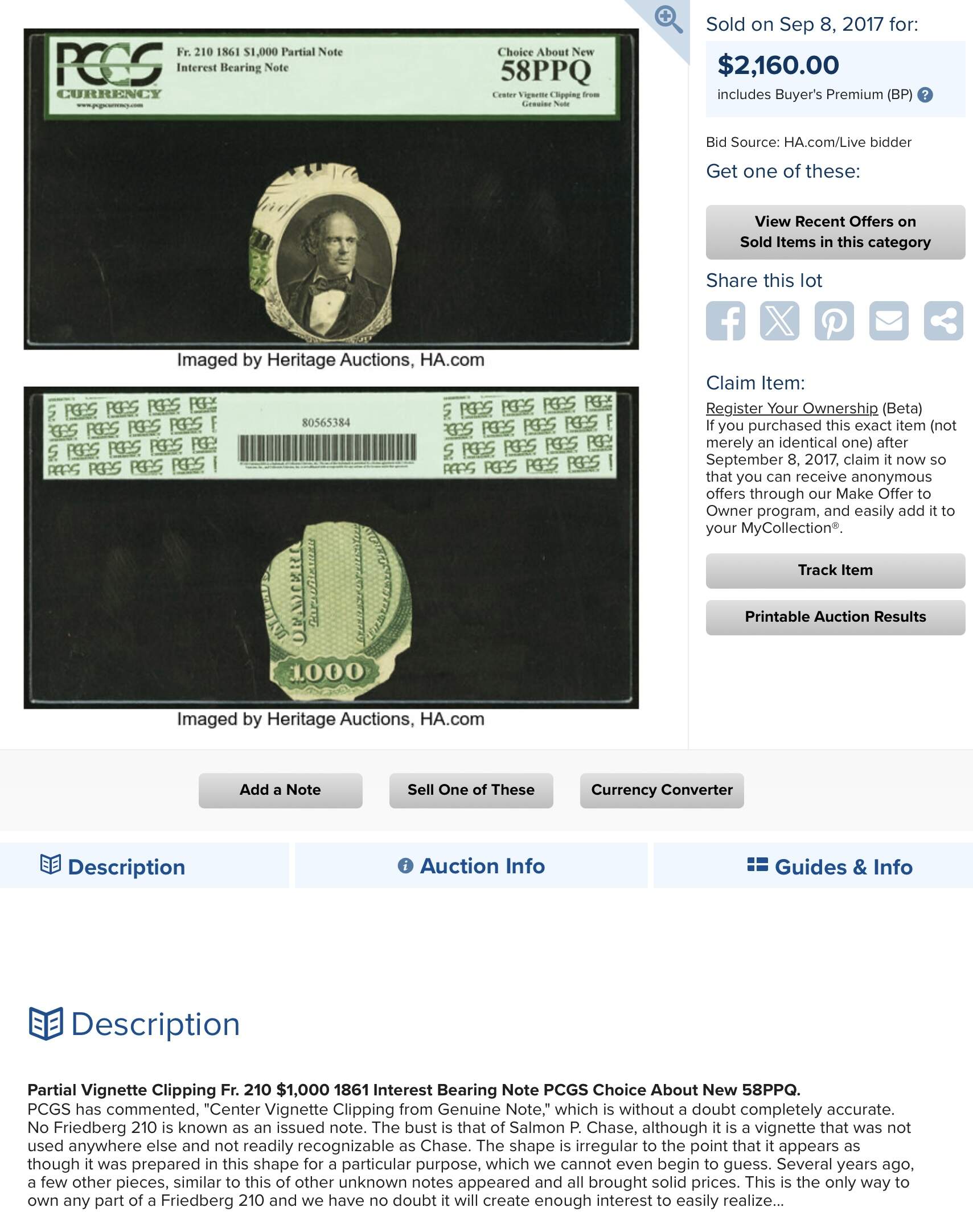 1861-$1000-Fr-210-Up-For-Auction