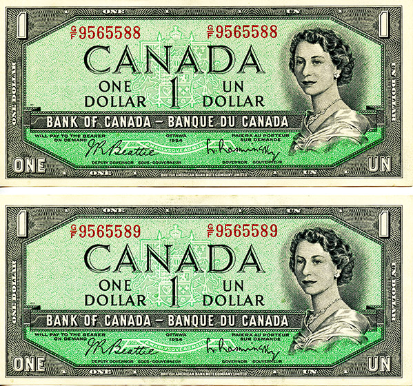 1954-Canada-One-Dollar-Bills