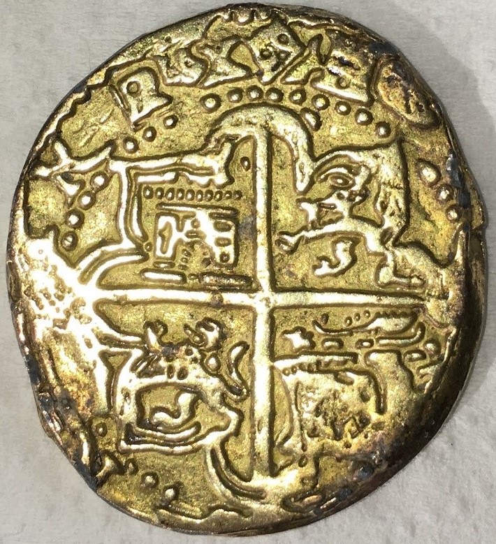 Need-Help-In-Idenditfying-An-Old-Gold-Coin.--Id:-Reproduction-Seville,-Spain,-Gold-Cob-4-Escudos