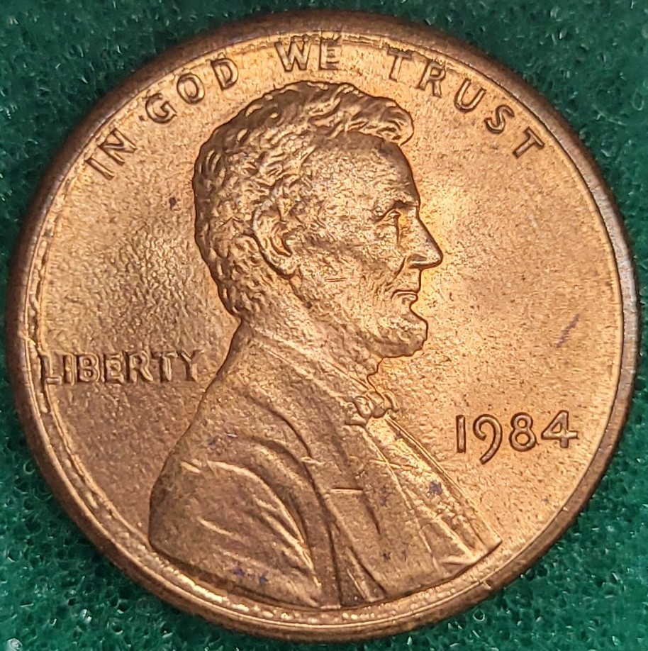 1984-No-Mint-Mark-Liberty-Penny-/W-Error-Damage?-Around-The-Rim-On-Obverse-And-Reverse.