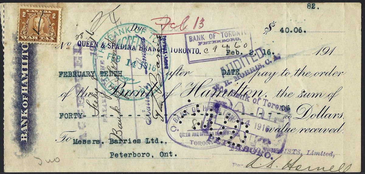 Maritime-Bank-Of-The-Dominion-Of-Canada,-Cheques-Et-Cetra.