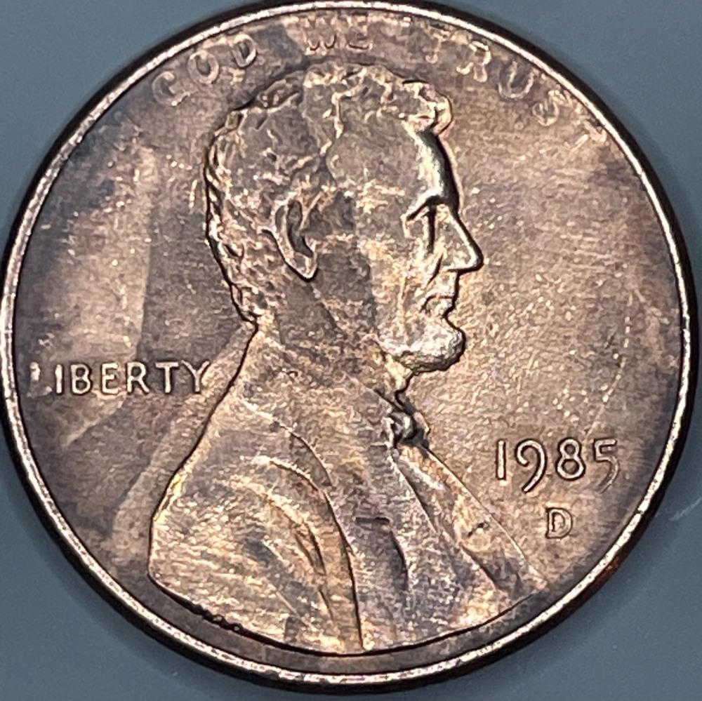 1985-D-Penny-With-Ridge-On-Mintmark