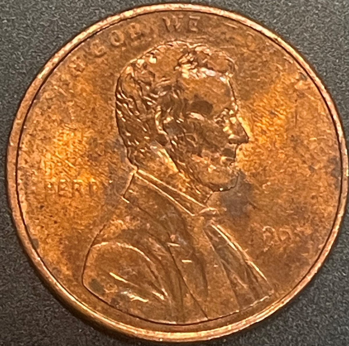 1997-Penny-Struck-Through-Grease-On-Obverse---