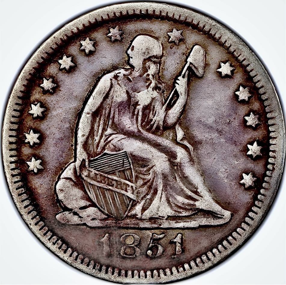 1851-O-Liberty-Seated-Quarter-Type-2,-No-Motto-For-Grading