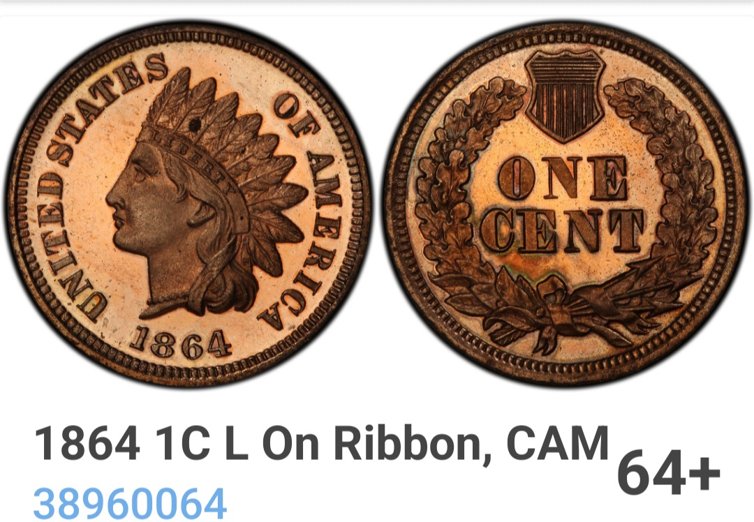 Found-An-1864-Indian-Head-Cent-L-On-The-Ribbon-Cameo-Uncirculated