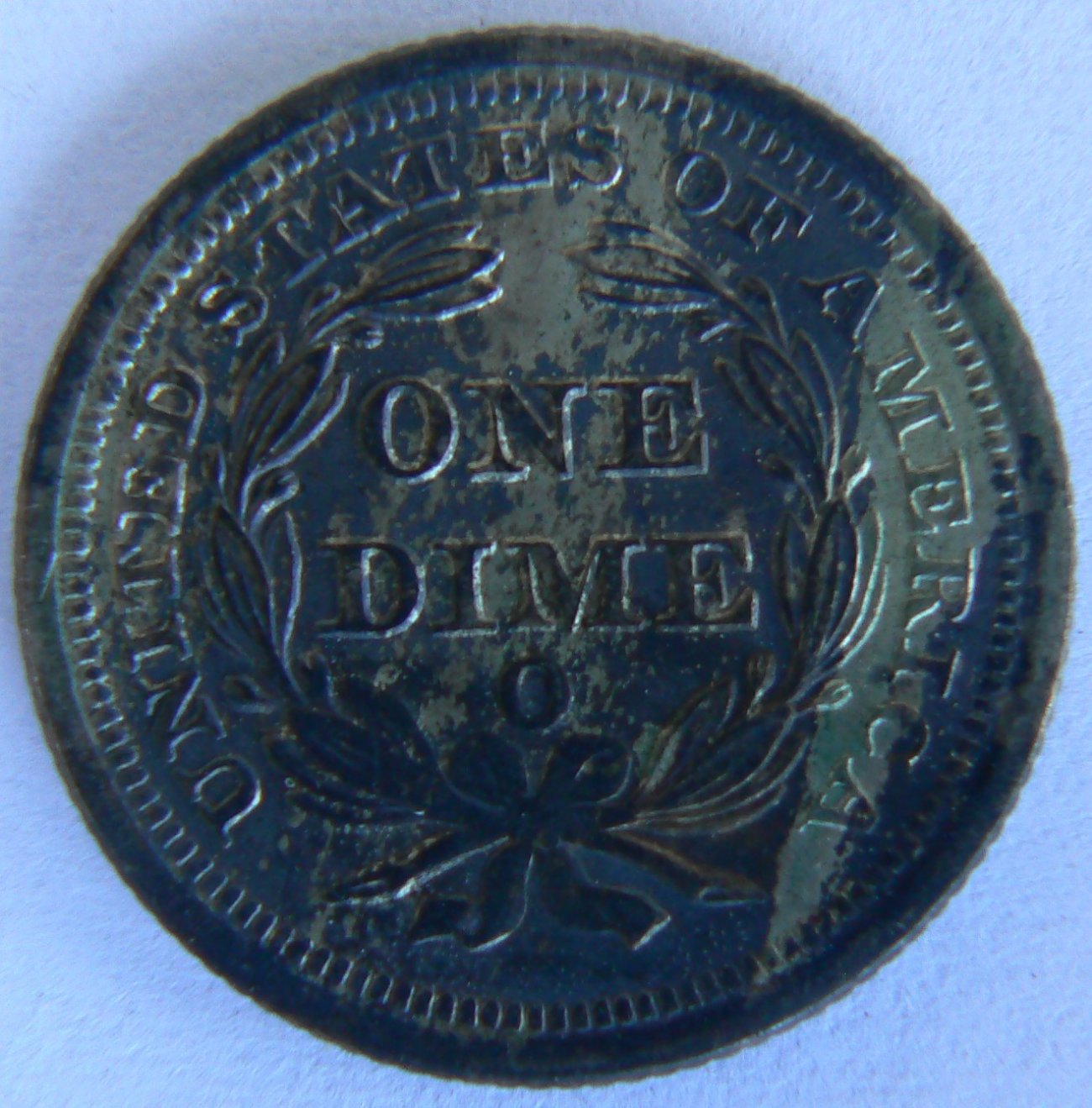 Seated-Liberty-Dime-1853-O---Severely-Discolored