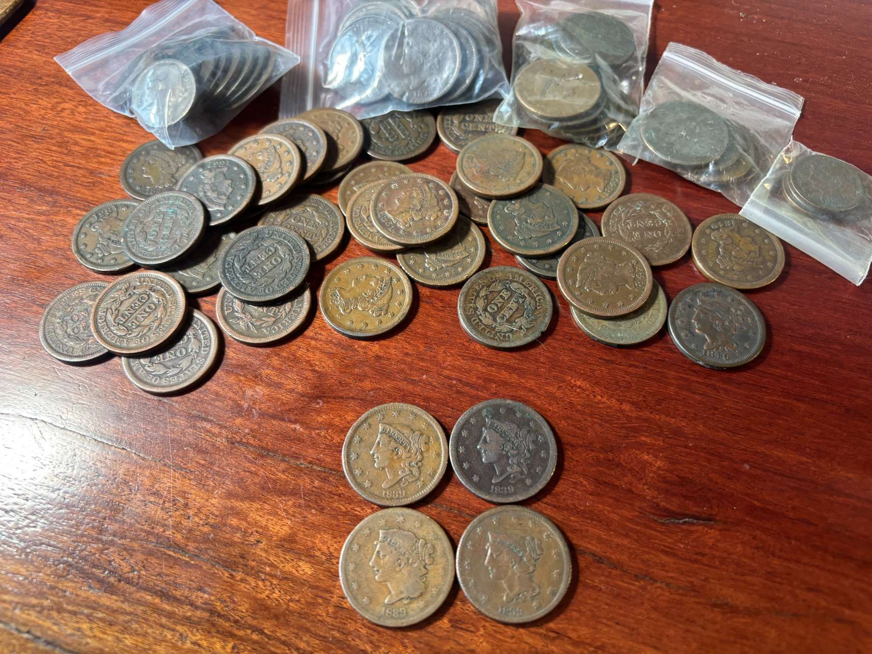 1839-Large-Cents---4-Types!