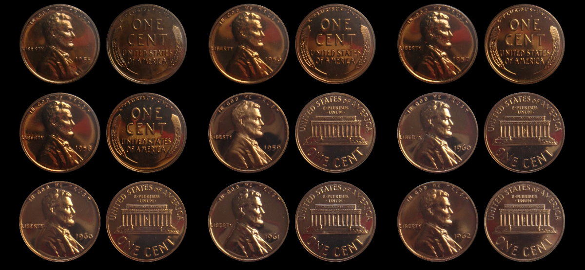 Lincoln-Cent-Proofs---Wheat-To-Memorial