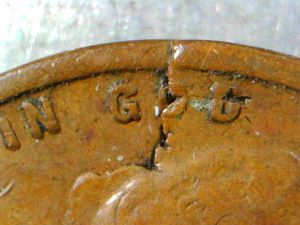 1928-Lincoln-Wheat-Cent---Cracked-Planchet-Or-Just--Post-Mint-Damage