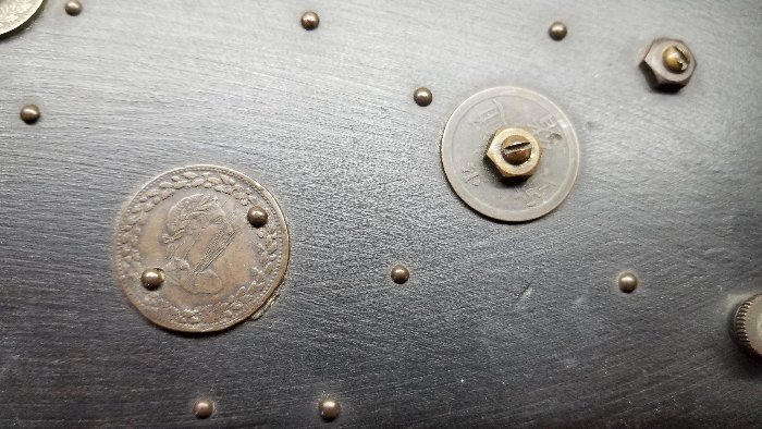 Antique-Box-With-World-Coins-All-Over-It...help-ID-Chinese-Coins-And-More!