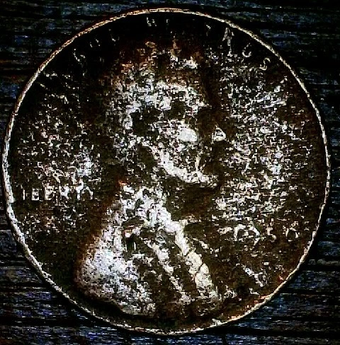 1950-?lincoln-Wheat-Penny-Strike-On-Dime-Planchet-Weighs-2.36