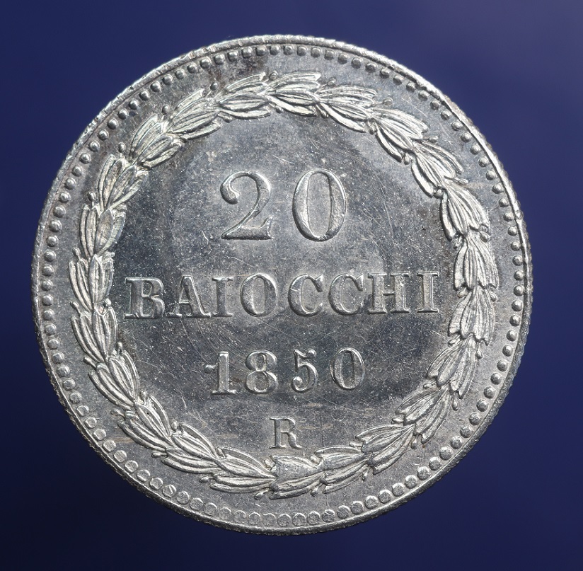 Papal-States-Italy-20-Baiocchi-Grade?-1850