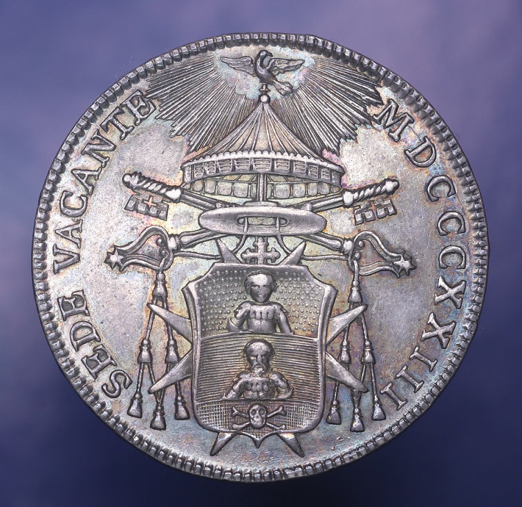 1823---Papal-States---Bologna-1/2-Scudo