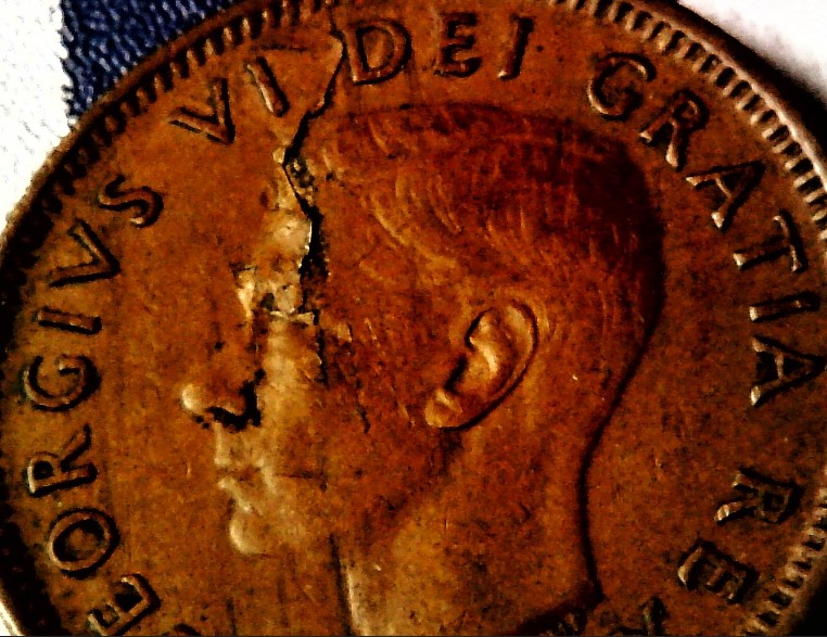 1951-King-George-1-Cent-With-Big-Obverse-Planchet-Flaw