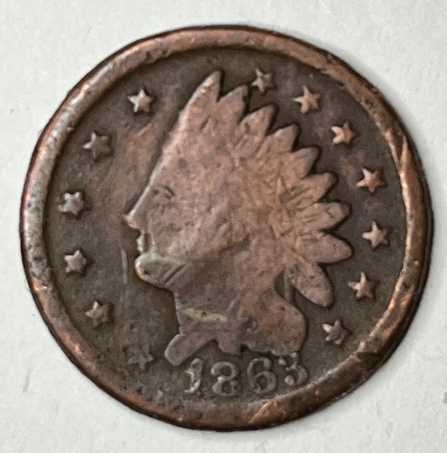 1863-Indian-Head-Penny-With-Laurel-Wreath,-No-Shield