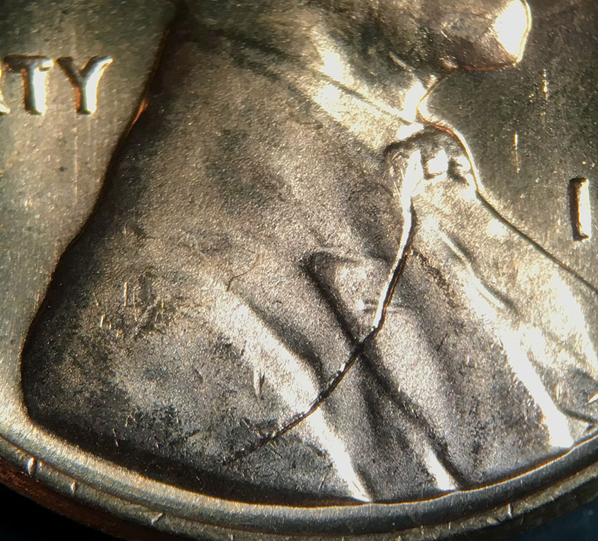 1966-Lincoln-Memorial-Cents-2-Struck-Through-Debris,-One-Retained