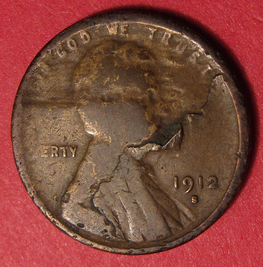1912-S/S-Lincoln-Wheat-Cent-WRPM-002-W/-Massive-Delamination