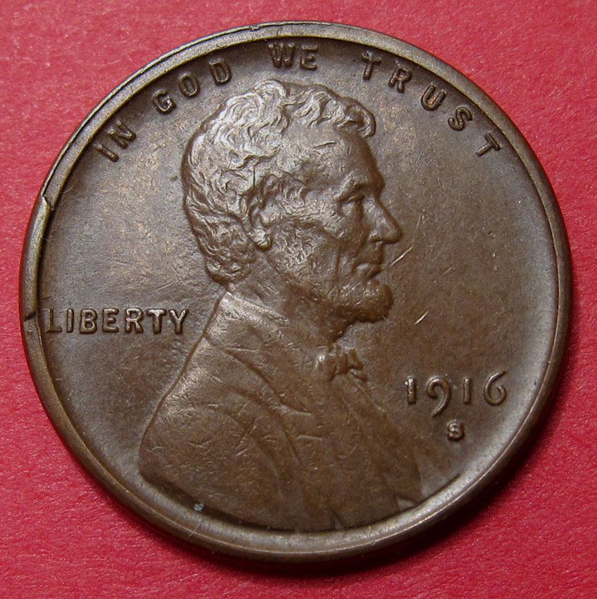 1916-S-Lincoln-Wheat-Cent-New-Rim-Cud---Au+