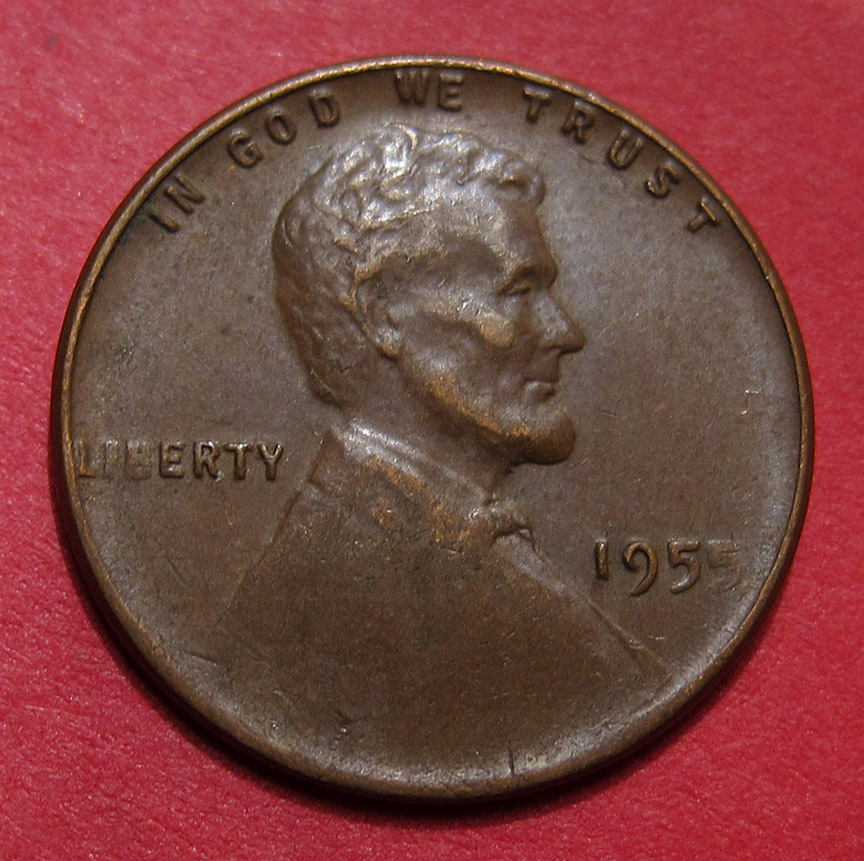 1955-Lincoln-Wheat-Cent-Mint-Error---Tapered-Planchet-2.58g
