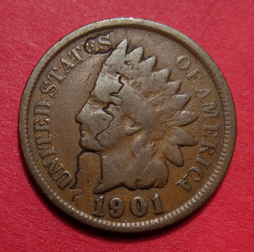 1901-Indian-Head-Cent---Cool-Struck-Through-Or-Damage