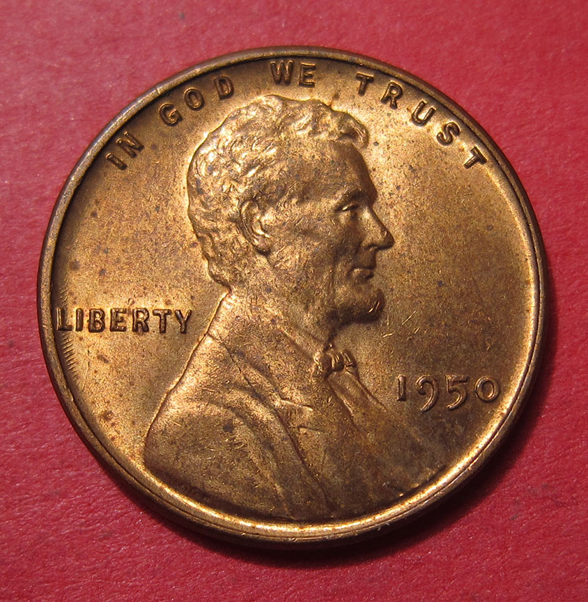 1950-Lincoln-Wheat-Cent-Mint-Error---Odd-Parallel-Lines-Raised-By-Liberty