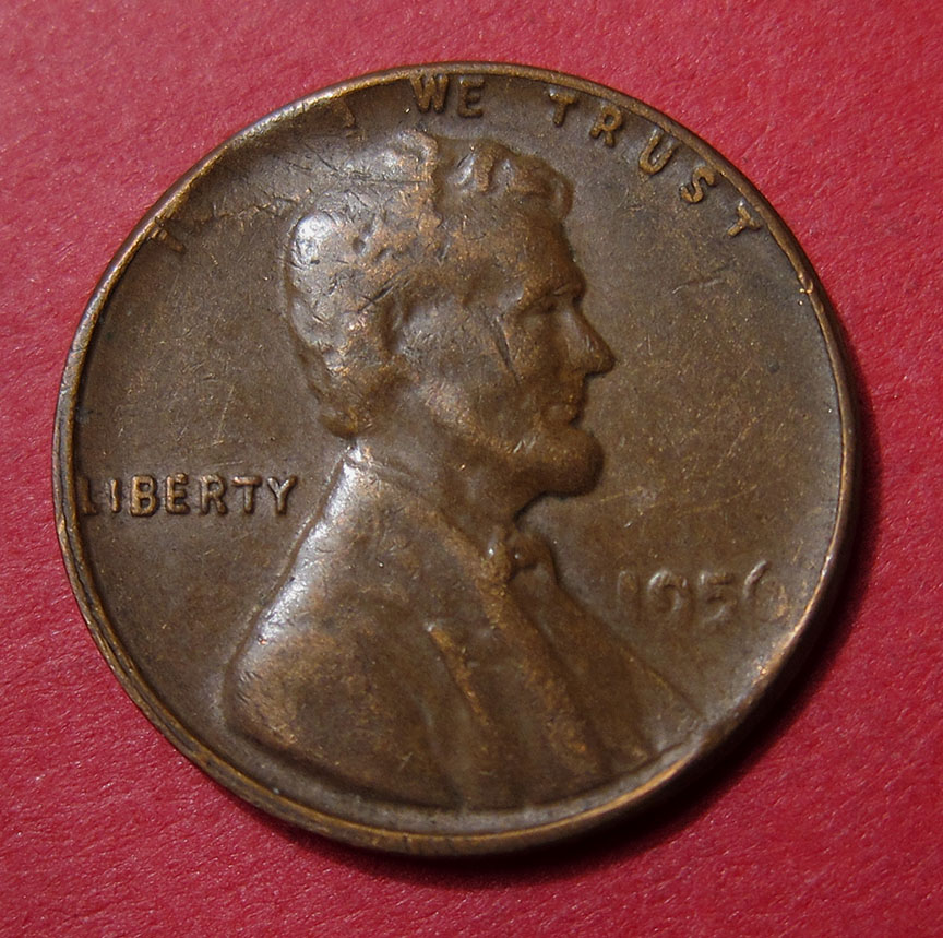 1956-Lincoln-Wheat-Cent-Mint-Error---Defective/Incomplete-Planchet