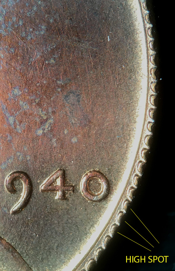 1940-Lincoln-Wheat-Cent---Oddity:--Pattern-On-Rim
